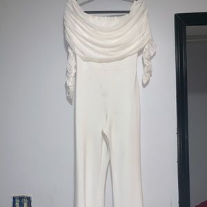 Kendall Ruched Jumpsuit sz L white